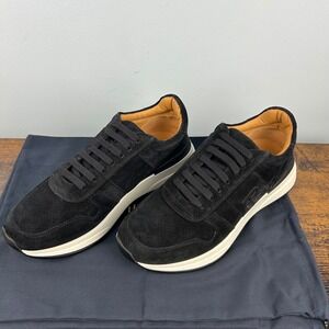 Ralph Lauren Purple Label Ethan II Black Calf Suede Sneakers Mens 8D Italy